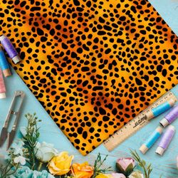 Ткань премиум сатин черные пятна на оранжевом