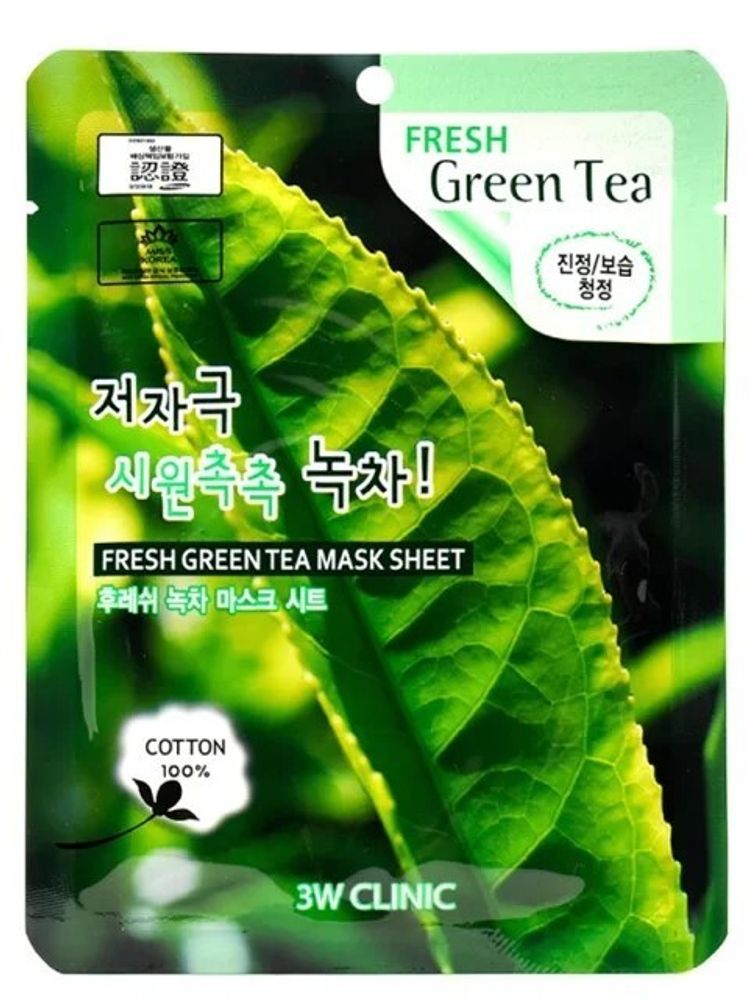 Маска для лица 3W Clinic Fresh Green Tea Mask Sheet тканевая с зеленым чаем 23 г