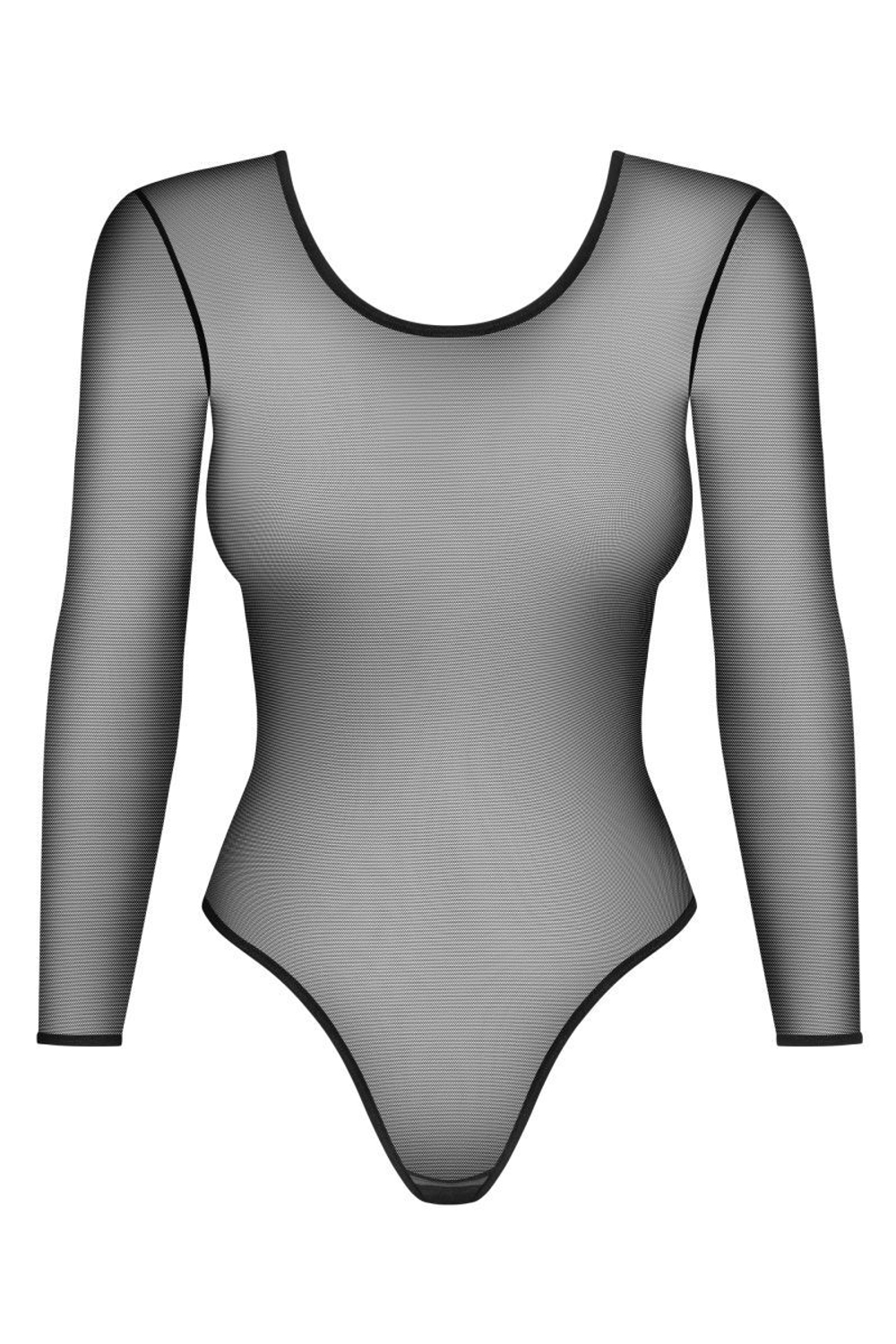 Пикантное прозрачное боди с вырезом на спине (Размер: L-XL) (Цвет: черный)