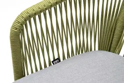 "Марсель" стул плетеный из роупа, каркас алюминий светло-серый (RAL7035) муар, роуп салатовый меланж круглый, ткань светло-серая