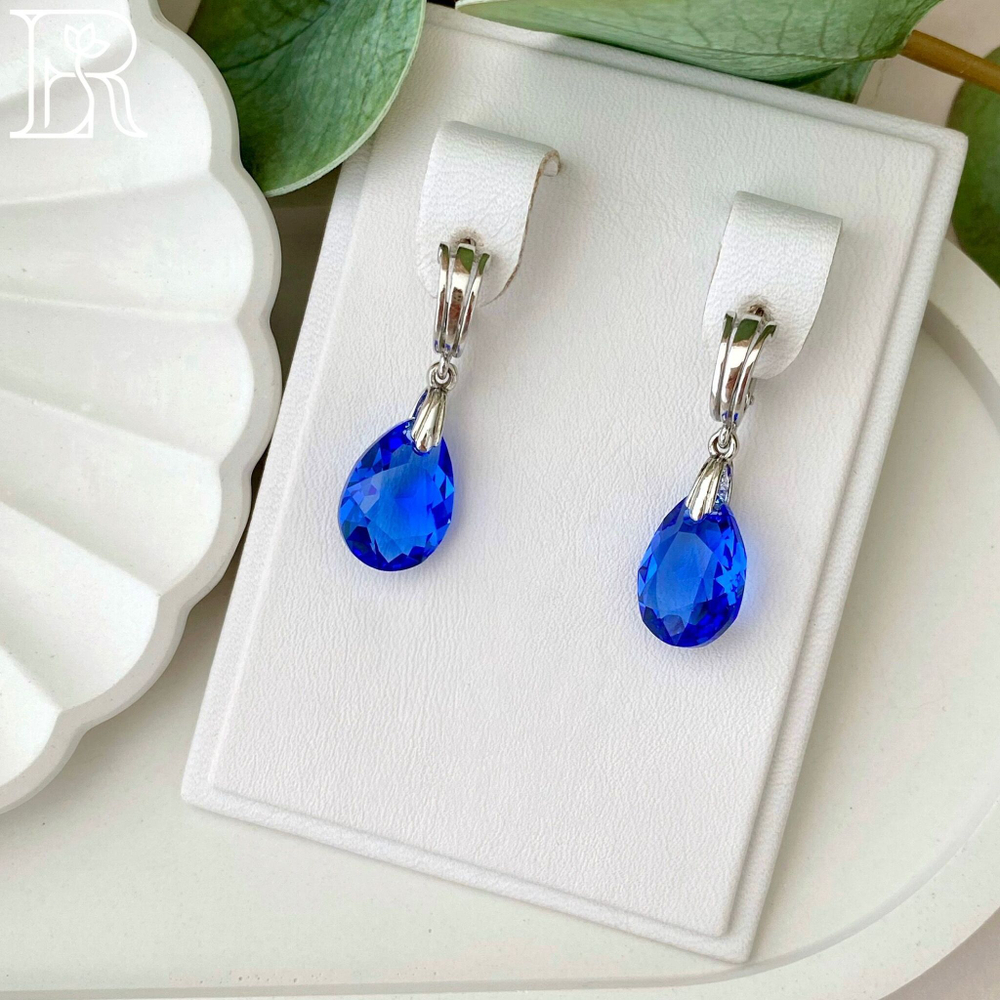 LEFIREL' Серьги серебряные женские "Вивьена" с кристаллами Swarovski / ювелирные украшения из родированного серебра 925