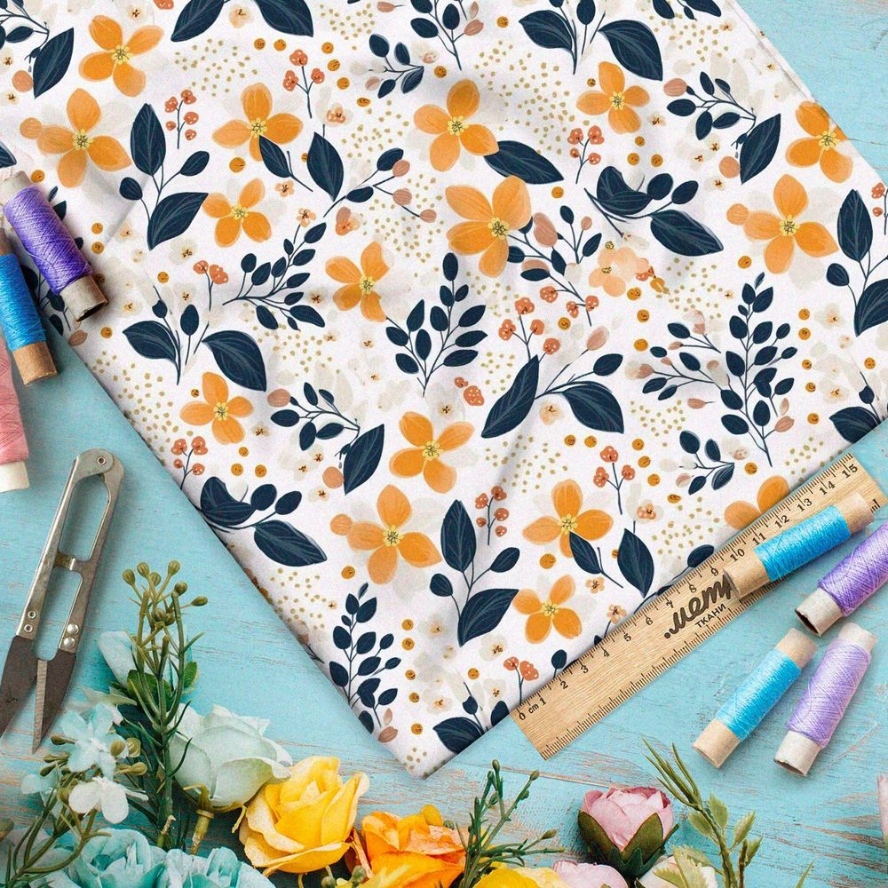 Ткань премиум бифлекс лесные цветы