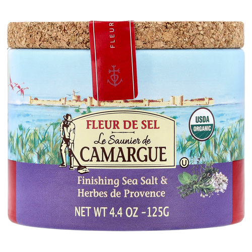 Le Saunier de Camargue, Fleur de Sel, морская соль и прованские травы, 125 г (4,4 унции)