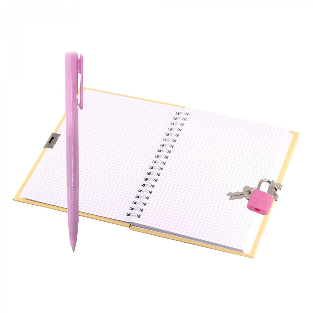 Блокнот в футляре, 19,5 см * 22,5 см, гребень, Alingar, ламинация, эффект 3D, ручка, замочек, клетка, 45 л., "Мишка", персиковый