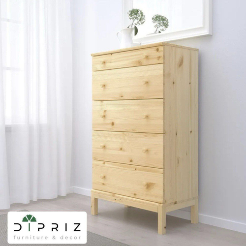 Комод деревянный 5 ящиков Тарва из массива сосны, 76х127х40 см