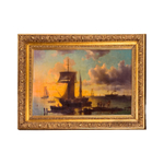Картина «Закат у моря» художник В. Рini, 19 век, холст, масло