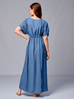 Платье длинное летнее пляжное легкое с запахом и разрезами для отдыха на море и в городе