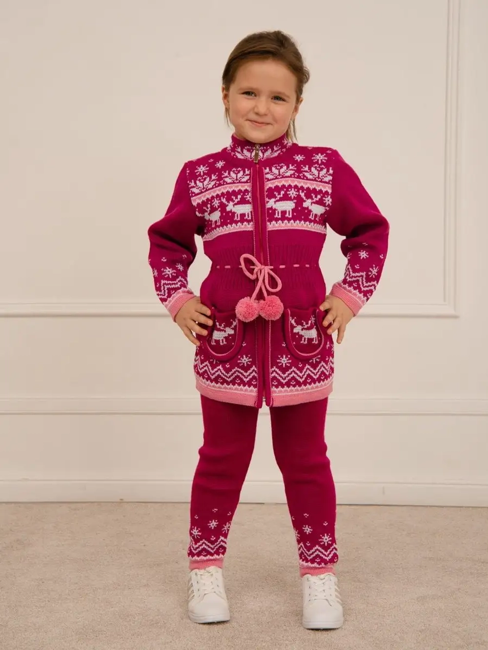 Кардиган вязаный на молнии для девочки