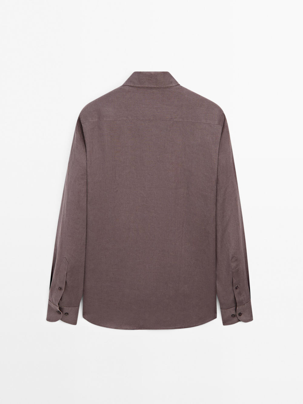 Massimo Dutti Рубашка приталенного кроя из 100% льна, баклажанный