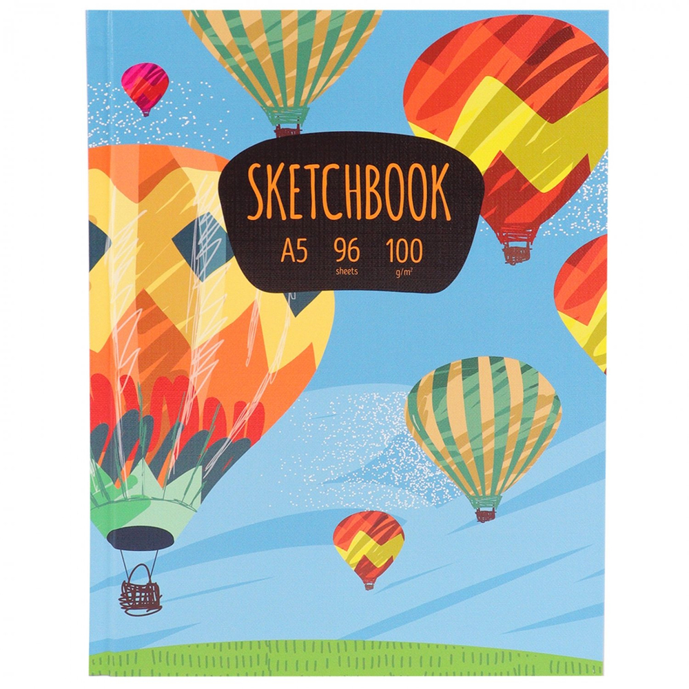 Скетчбук А5 96л., "Воздушный шар", 100г/м2, Миленд, 7БЦ, глянц. лам., лен