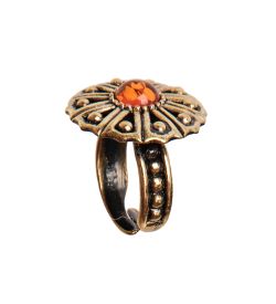 AM-2660 Кольцо «Веер» (латунь, янтарь)