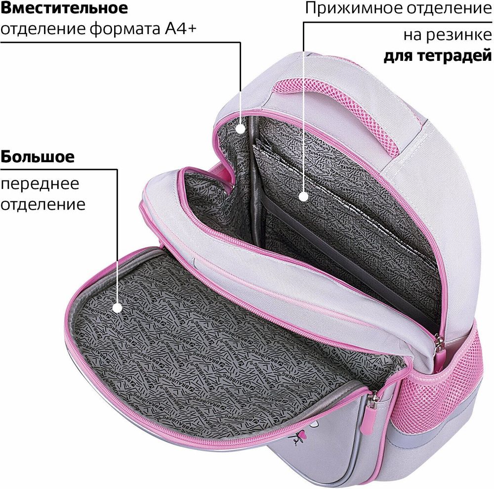 Рюкзак BRAUBERG FAVOUR, 2 отделения, 3 кармана, "Fluffy kittens", 40х29х15 см, 271417