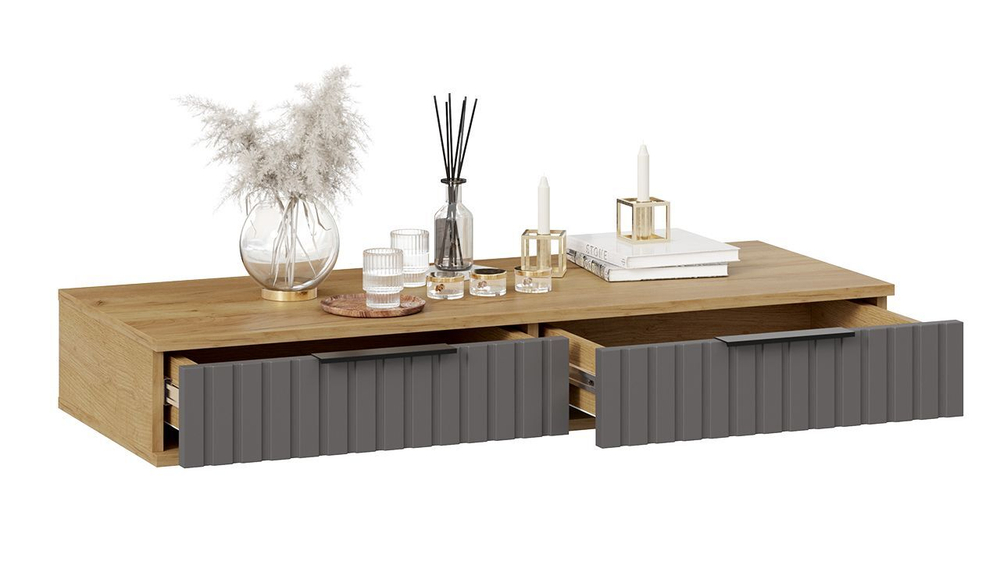 Прихожая с зеркалом комплект мебели Дуб Крафт золотой/Графит матовый 206х43х226 см