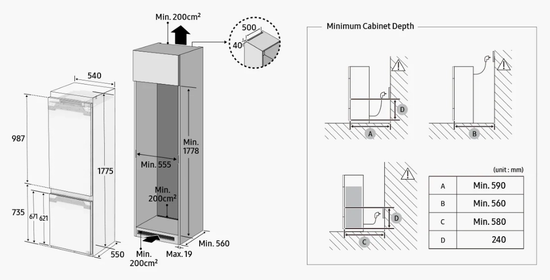 Встраиваемый холодильник Samsung BRB80F26DEF0EO