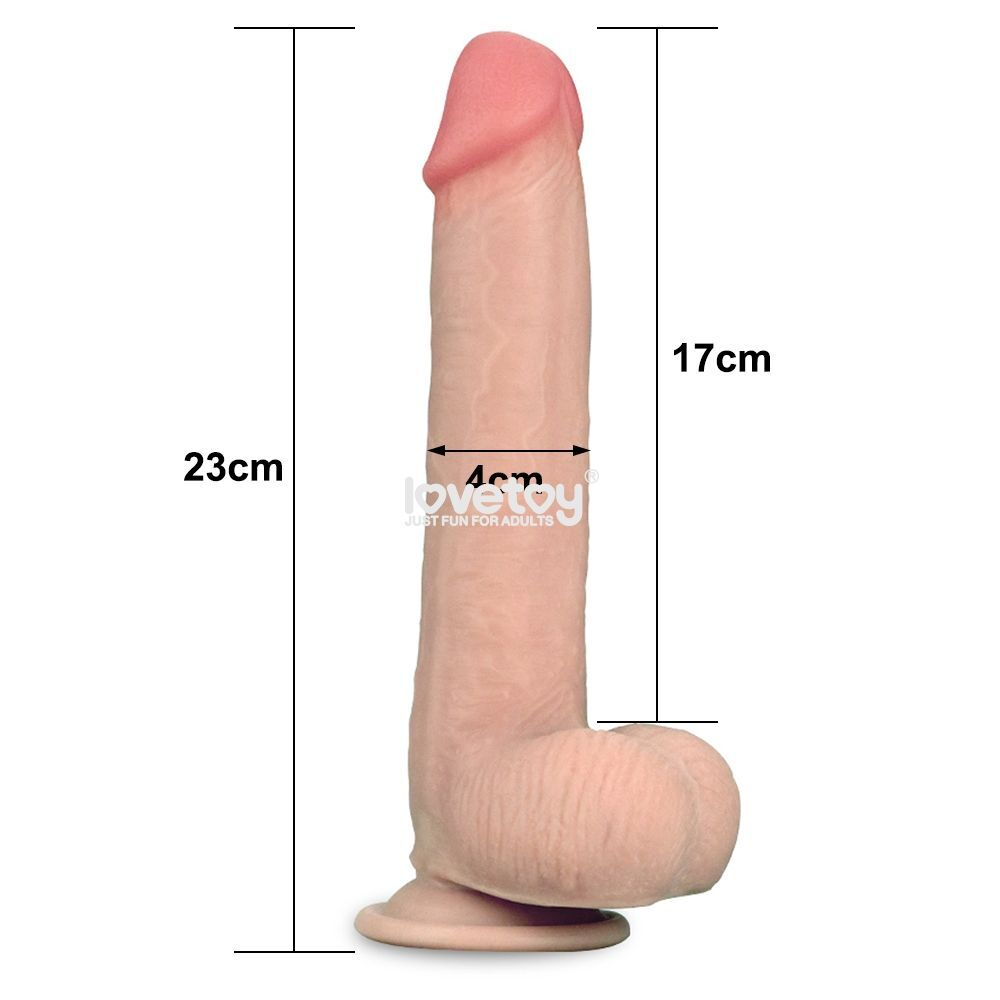 Телесный фаллоимитатор Sliding Skin Dual-Layered 9.0 - 23 см. (Цвет: телесный)