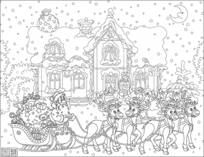 Цифровое панно ID Wall Раскраска "Дед мороз с оленями"