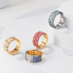 Кольцо с Рубинами, Розовыми и Фиолетовыми Сапфирами, R0256-0/44