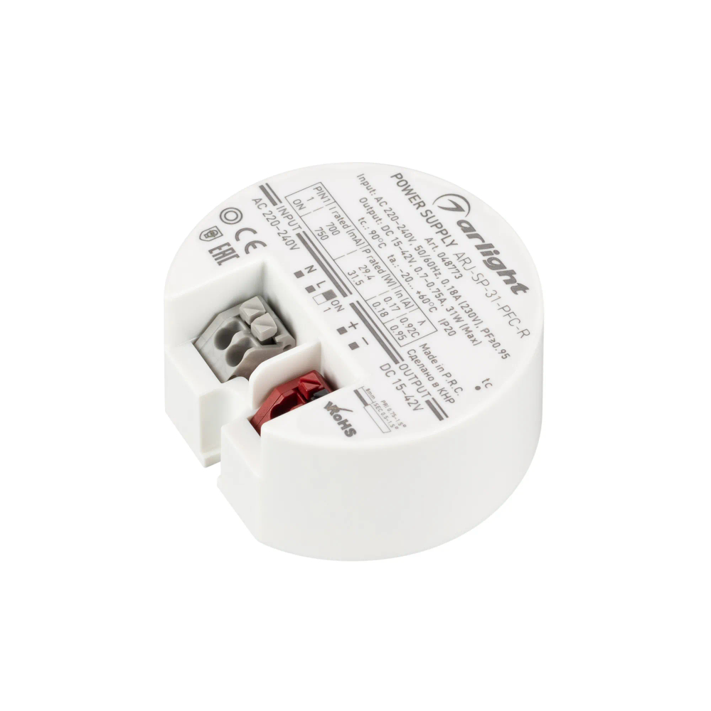 Блок Питания ARJ-SP-31-PFC-R (31W, 15-42V, 0.7-0.75A) (Arlight, IP20 Пластик, 5 лет) 048773