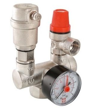 Группа безопасности котла Valtec VT.460.0.3 (1", 10 бар, до 44 кВт, манометр до 4 бар)