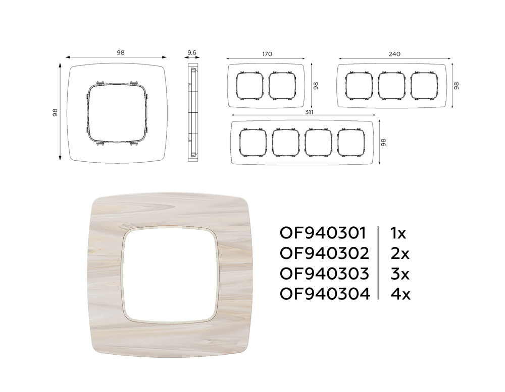 OF940303 Рамка OMEGA Opera (Бежевый мрамор) 3-ая