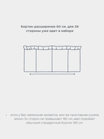 Бортик плоский с двойной рюшей 180+60 см. белый