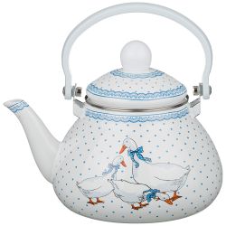 ЧАЙНИК AGNESS ЭМАЛИРОВАННЫ СО СЪЕМНЫМ ФИЛЬТРОМ ИЗ НЖС, СЕРИЯ "ГУСИ" 1,3 Л. (КОР=8ШТ.)