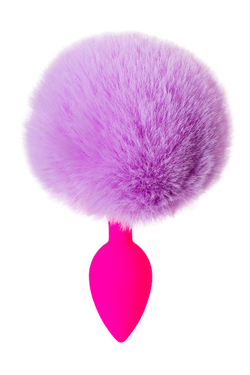 Анальная втулка с хвостом Bunny, силикон, Ø 2,8 см, розово-фиолетовый