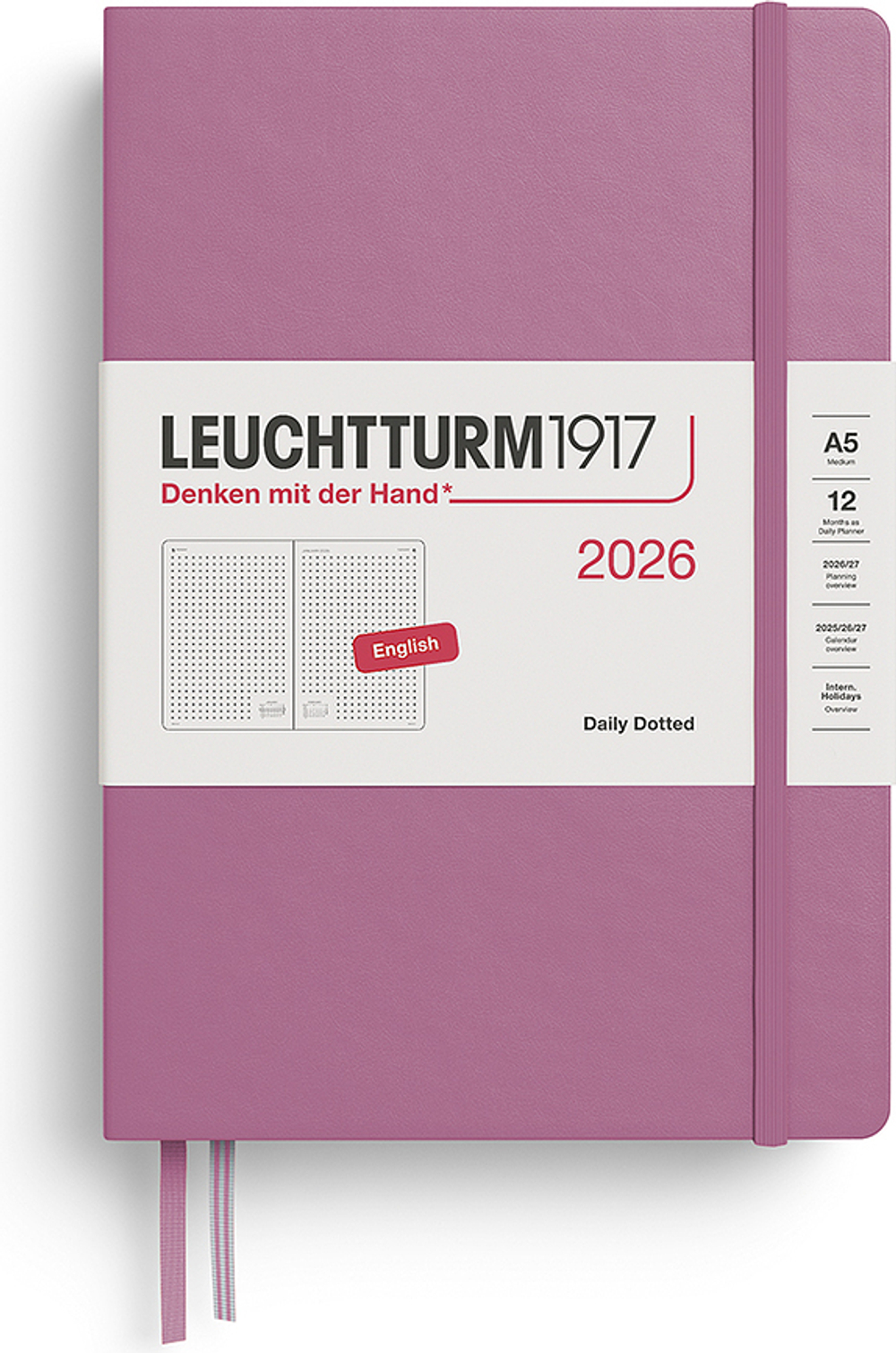 Блокнот Leuchtturm 1917, 2026 EN, A5, в точку, розовый