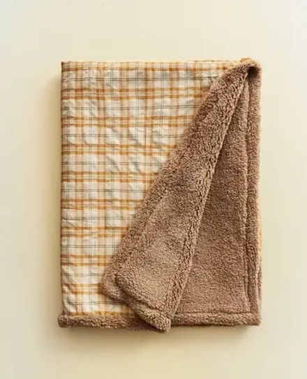 ZARA HOME ДВУСТОРОННИЙ ПЛЕД ДЛЯ ДОМАШНИХ ЖИВОТНЫХ В КЛЕТКУ, ЖЕЛТЫЙ