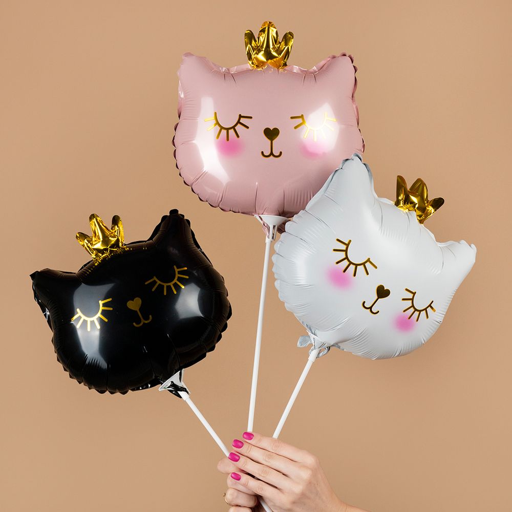 Шар с клапаном (11''/28 см) Мини-фигура, Котенок Принцесса, Белый, 1 шт.