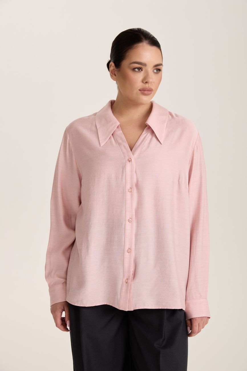 Блузка с отложным воротником, пудра