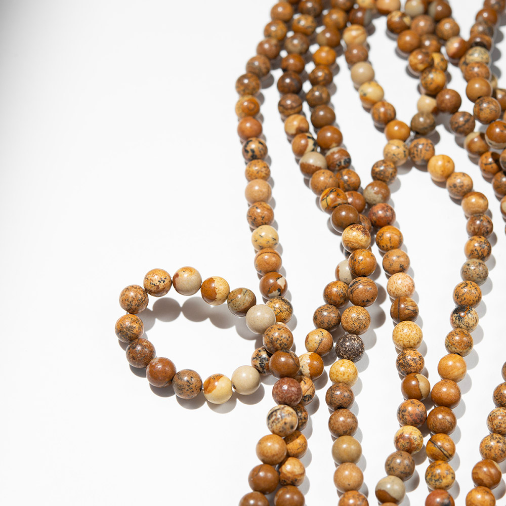 Пейзажная яшма натуральная, 6,9мм, шар