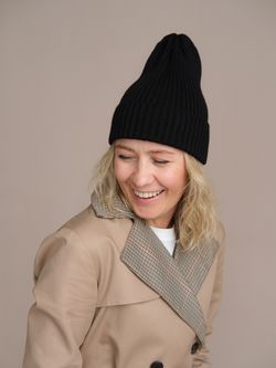 Шапка вязаная-резинка весенняя/осенняя КЭП(Черный)