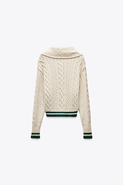 ZARA СВИТЕР С УЗОРОМ «КОСЫ», ЭКРЮ