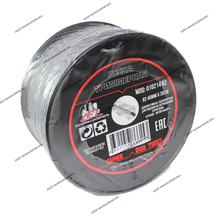 Леска триммерная AEZ серии DUO TWIST, сечение-витой квадрат 2,40мм(262м)