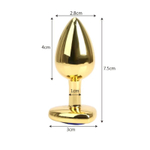 Золотистая анальная пробка с розовым кристаллом в форме сердца - 7 см. (Цвет: розовый)