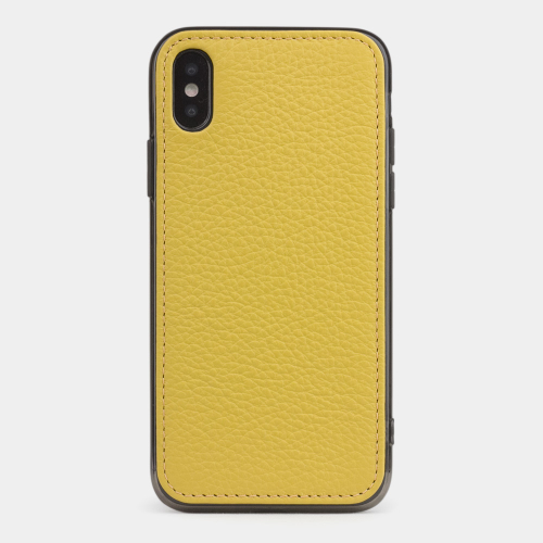 Чехол-накладка для iPhone X/XS из натуральной кожи теленка, желтого цвета