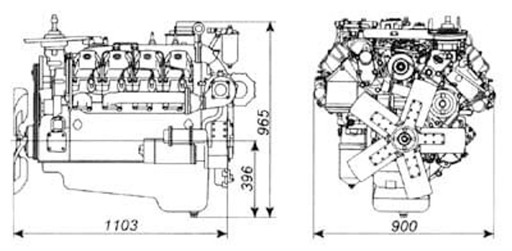 Габаритные размеры Двигатель КамАЗ 740.1000400