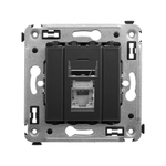 Компьютерная розетка RJ-45 в стену, кат.6 экранированная одинарная,"Avanti", "Черный матовый"