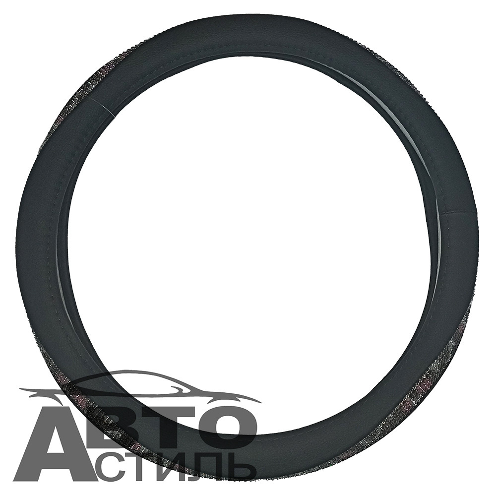 Оплетка на руль круглая Coolpart DIAMOND D12  (38*38) к/з черн/цветной СТРАЗЫ D12 BL-CL