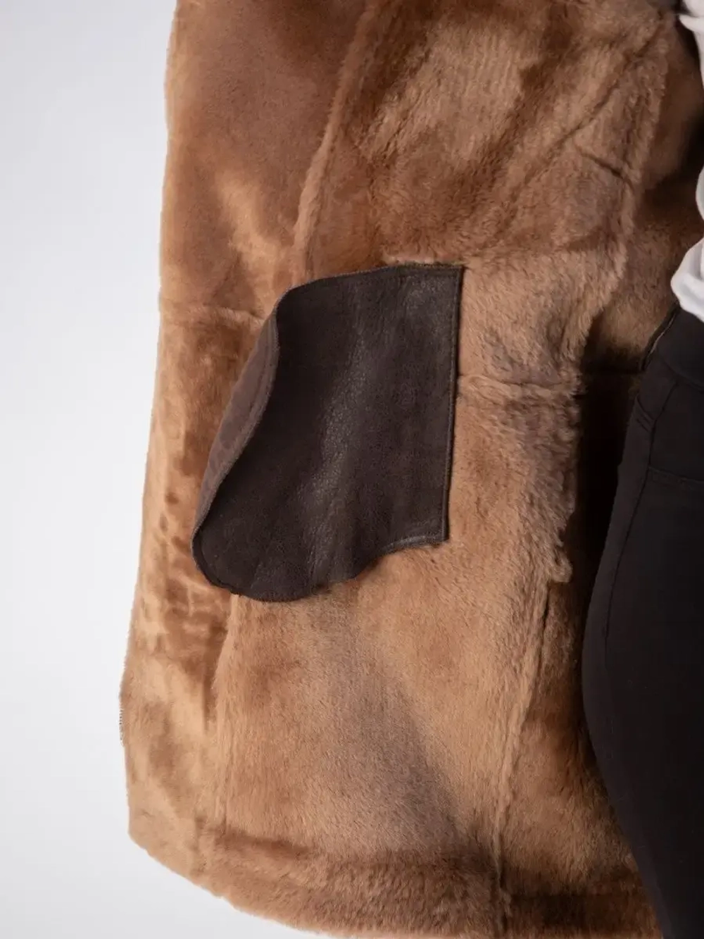 Дубленка натуральная авиатор длинная Турция