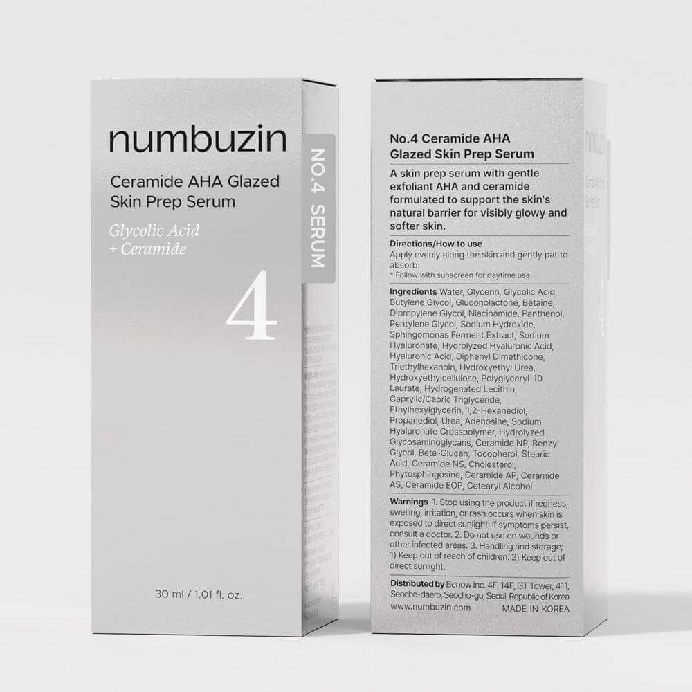 Обновляющая сыворотка с кислотами numbuzin No.4 Ceramide AHA Glazed Skin Prep, 30 мл