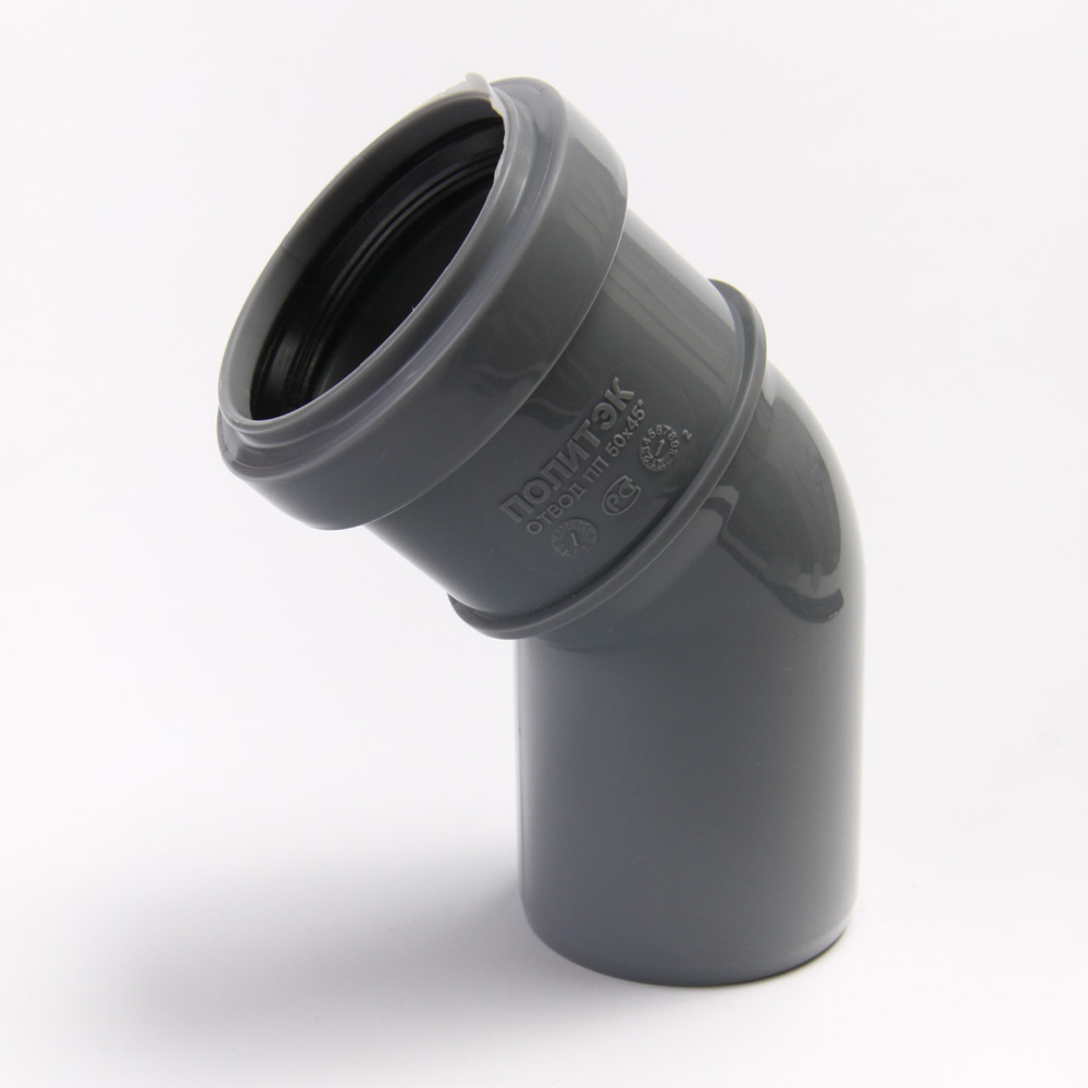 ПП Отвод канализационный серый 50х45