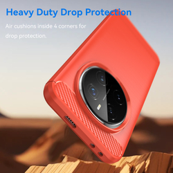 Чехол красного цвета с дизайном в стиле карбон на Honor Magic 7 Pro, мягкий отклик кнопок, серия Carbon от Caseport