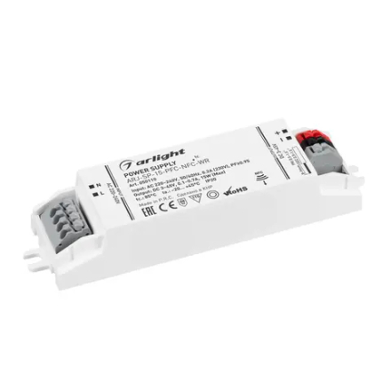 Блок питания ARJ-SP-15-PFC-NFC-WR (15W, 3-45V, 0.1-0.7A) (Arlight, IP20 Пластик, 5 лет) 050110