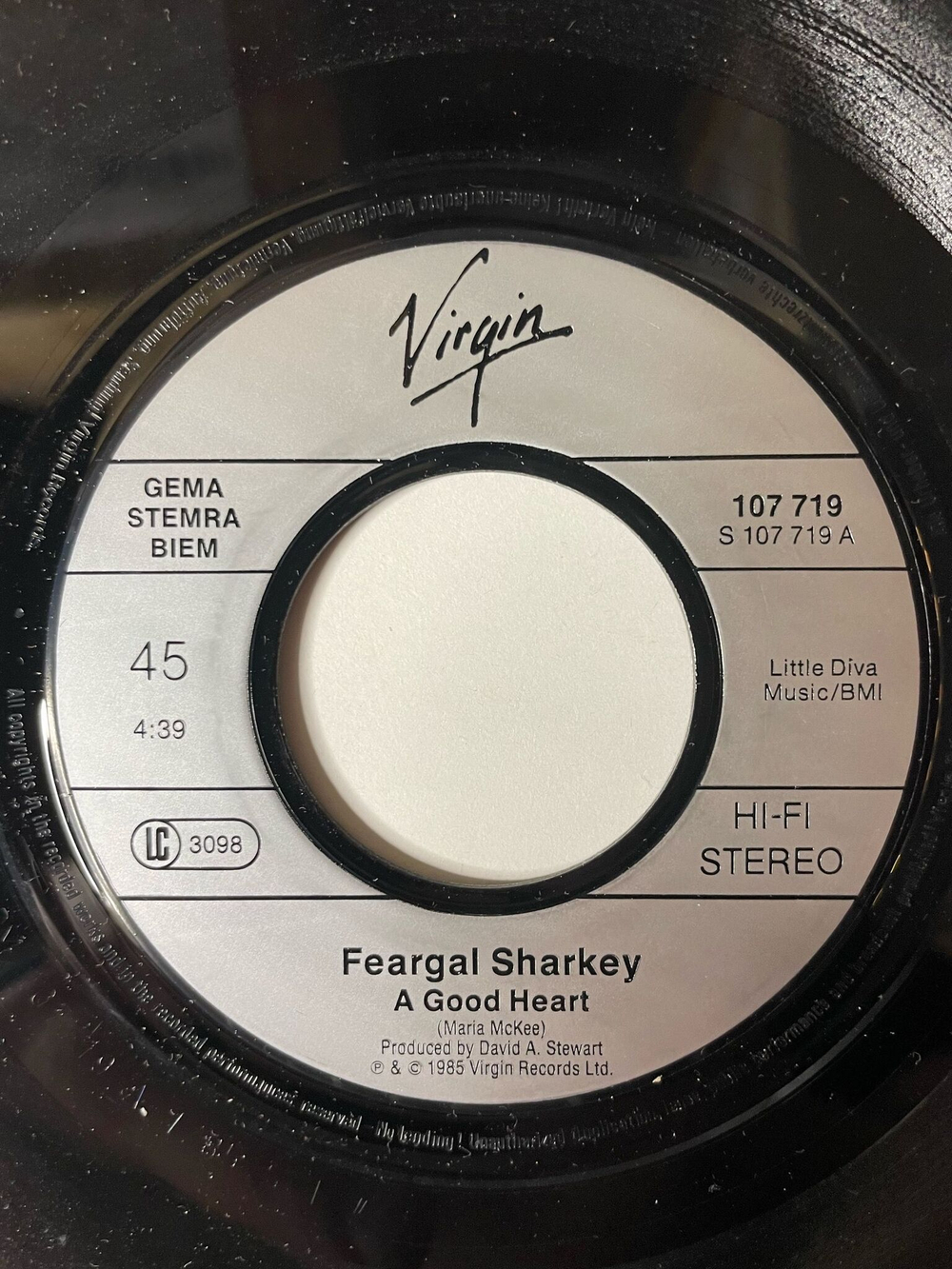 Винтажная виниловая пластинка LP Feargal Sharkey A Good Heart (Germany 1985) 7 дюймов