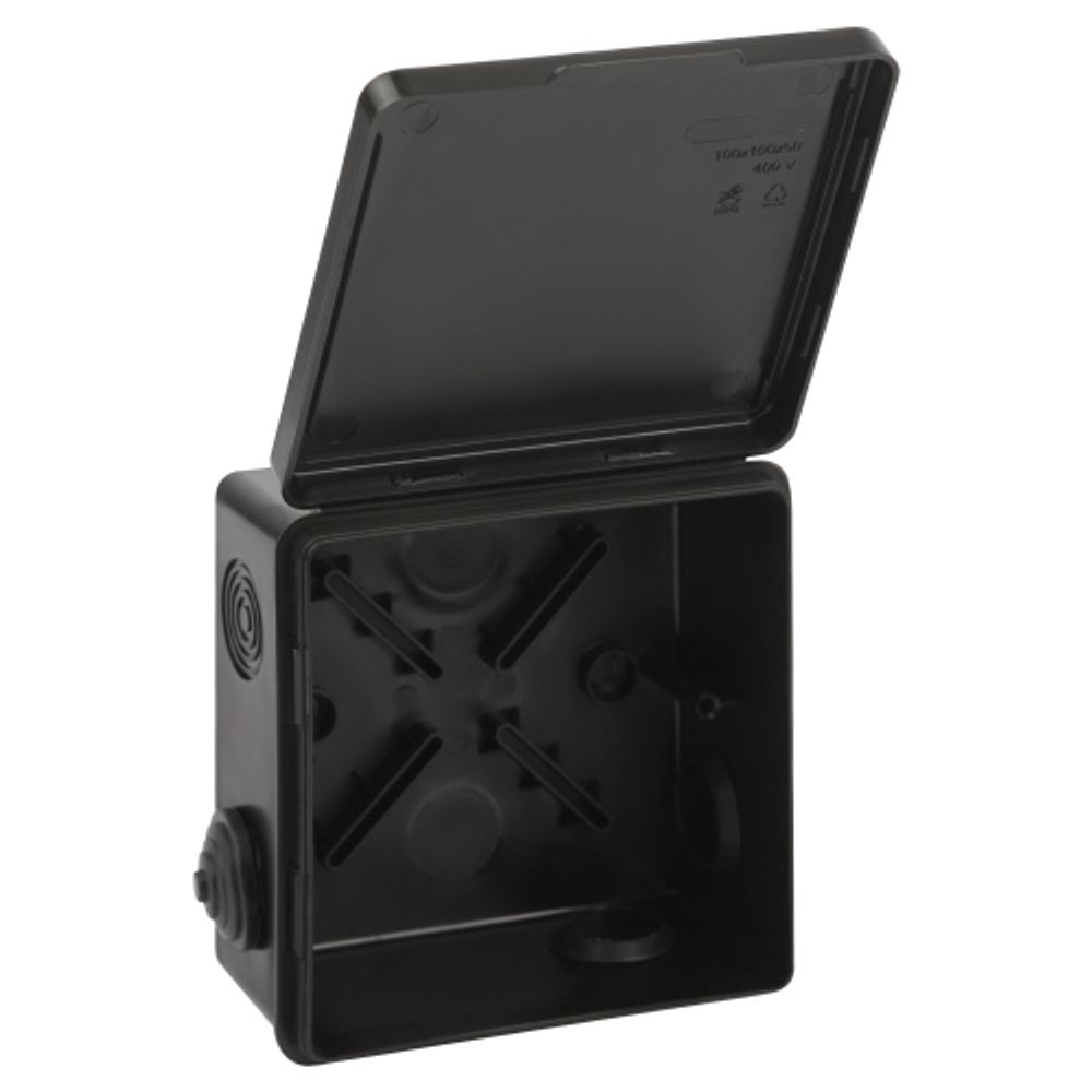 Распаячная коробка ЭРА KOR-100-100-50-8g-B открытой установки черная 100х100х50мм с гермовводами 8 вх. IP54 | 