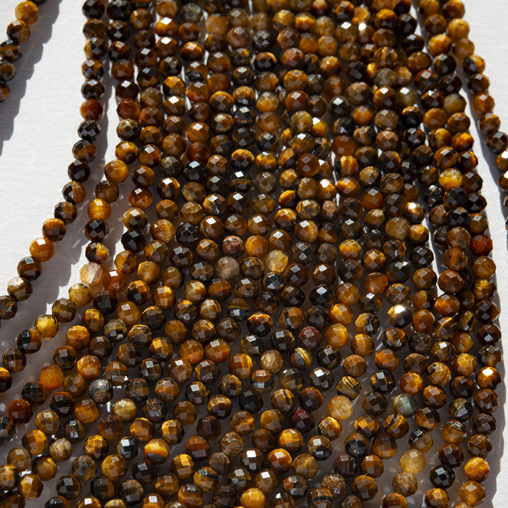 Тигровый глаз натуральный, шар 3мм, микроогранка