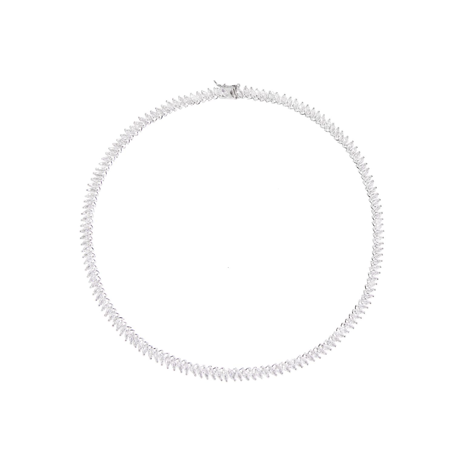 Колье Zig Zag Riviere Rhodium Necklace