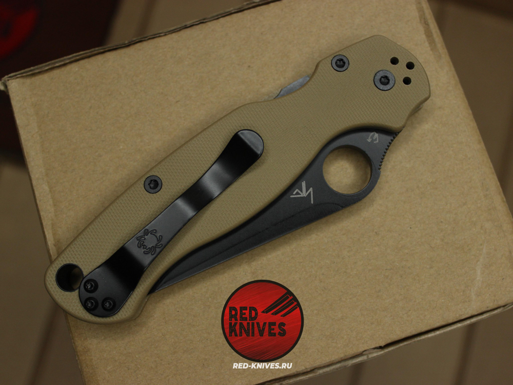 Нож Spyderco Paramilitary 2 Tanto G10 - темный песок рукоять, черный клинок RK/477
